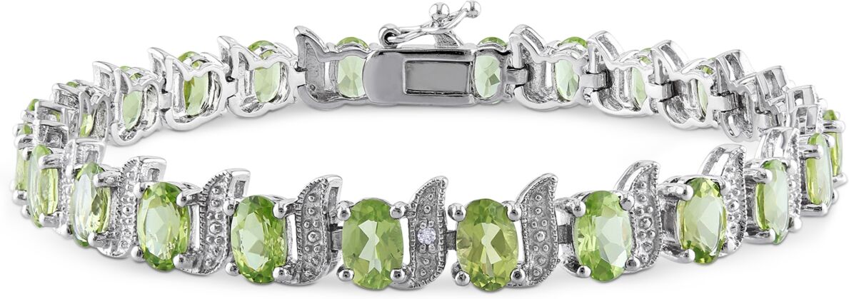 Macy's Peridot (11-1/4 ct. t.w.) & Diamond Accent S Link Bracelet in Sterling Silver (Also in Green Quartz, & Aquamarine) - Peridot