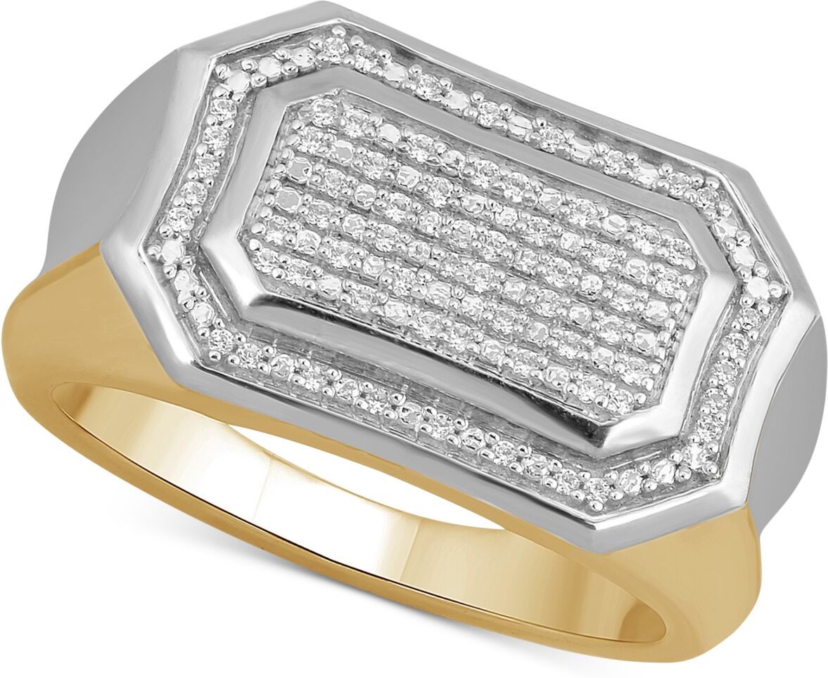 Macy's Men's Diamond Pave Cluster Ring (1/5 ct. t.w.) in Sterling Silver & 18k Gold-Plate - Silver