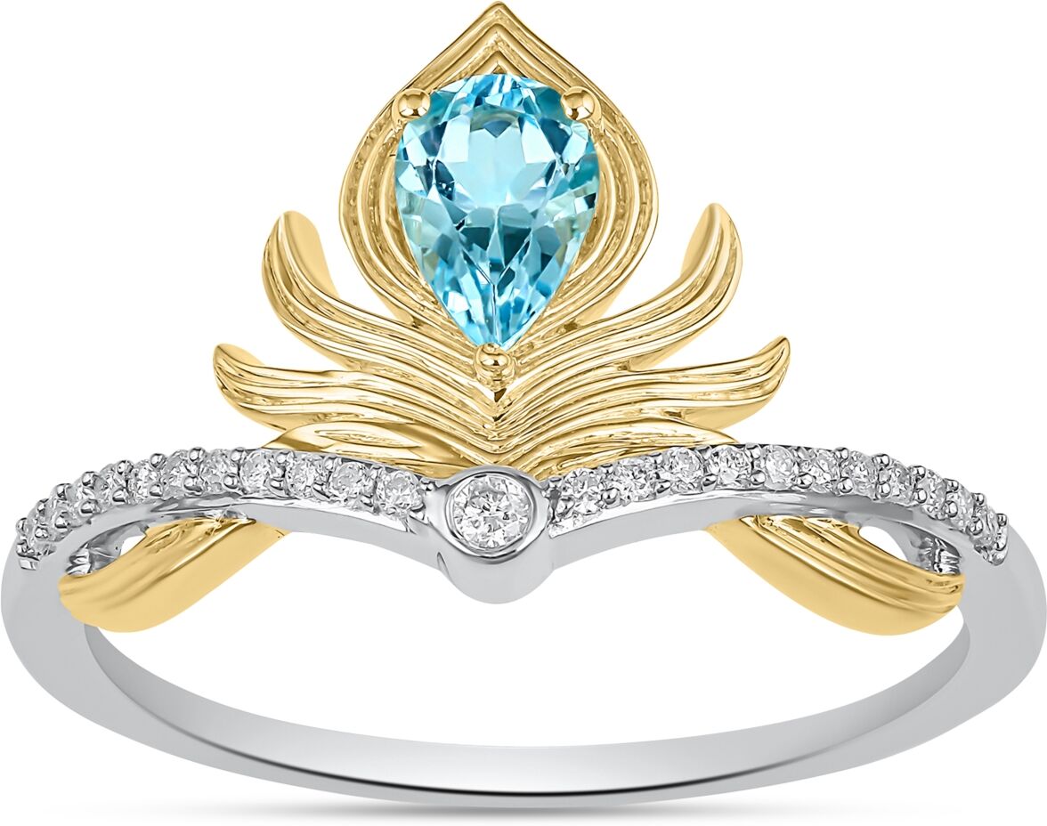 Disney Enchanted Disney Fine Jewelry Swiss Blue Topaz (1/6 ct. t.w.) & Diamond (1/10 ct. t.w.) Aladdin Ring in Sterling Silver & 10k Gold - Sterling Sliver