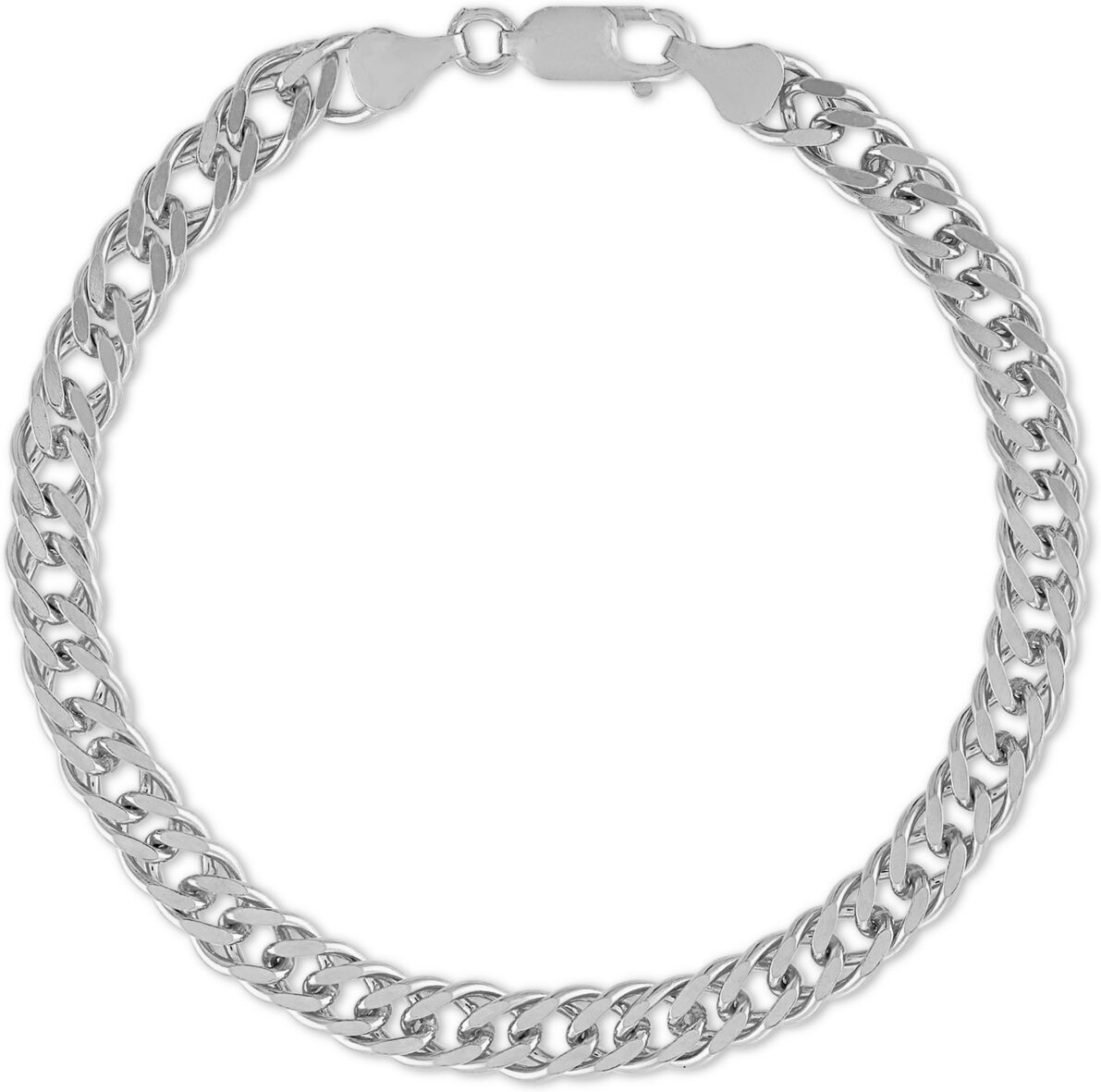 Esquire Men's Jewelry Fancy Curb Link Chain Bracelet in 14k Gold-Plated Sterling Silver, Created for Macy's - Silver