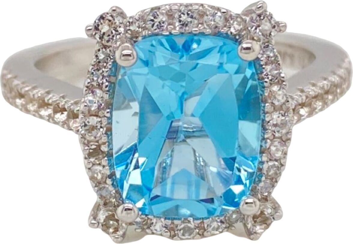 Macy's Opal (1 ct. t.w.) & White Topaz (1/20 ct. t.w.) Ring Set in Gold-Plated Sterling Silver (Also Available in Other Gemstones) - Sky Blue Topaz