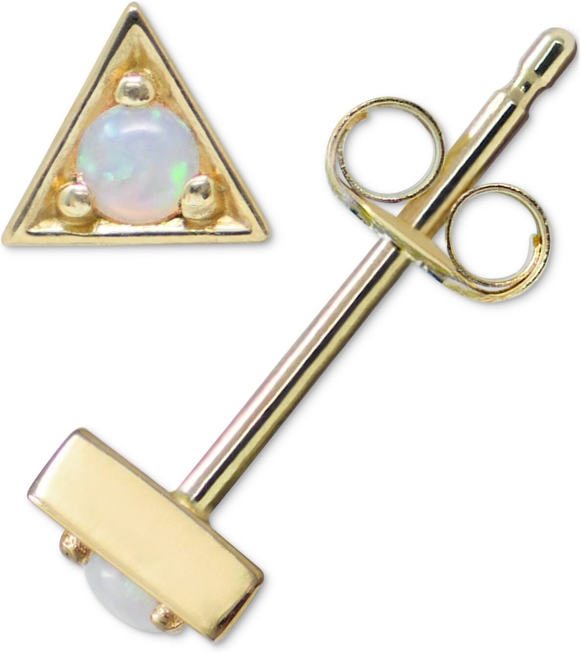 Anzie Emerald Triangle Stud Earrings in 14k Gold (Also in Turquoise, Australian Opal, & Sapphire) - OPAL