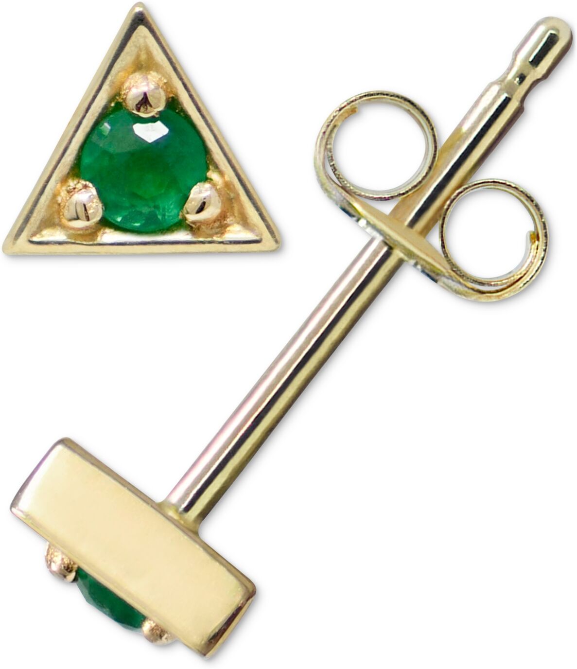 Anzie Emerald Triangle Stud Earrings in 14k Gold (Also in Turquoise, Australian Opal, & Sapphire) - EMERALD