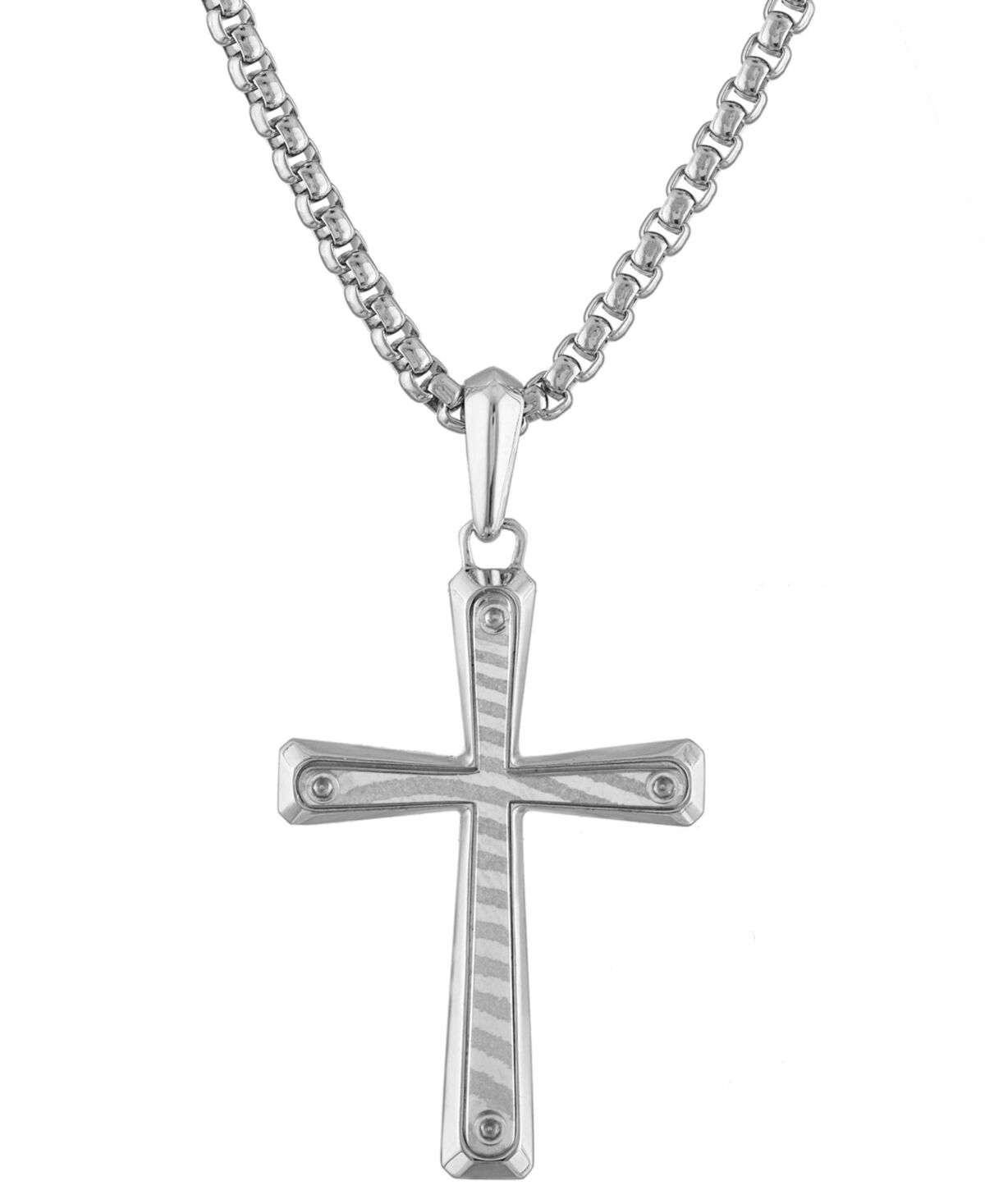 Bulova Men's Icon Damascus Steel Pendant Necklace in Sterling Silver, 24