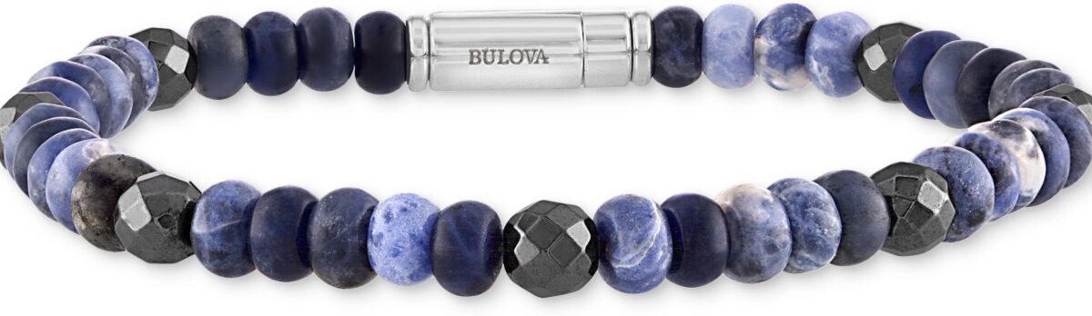 Bulova Men's Marine Star Beaded Bracelet in Sterling Silver - Na