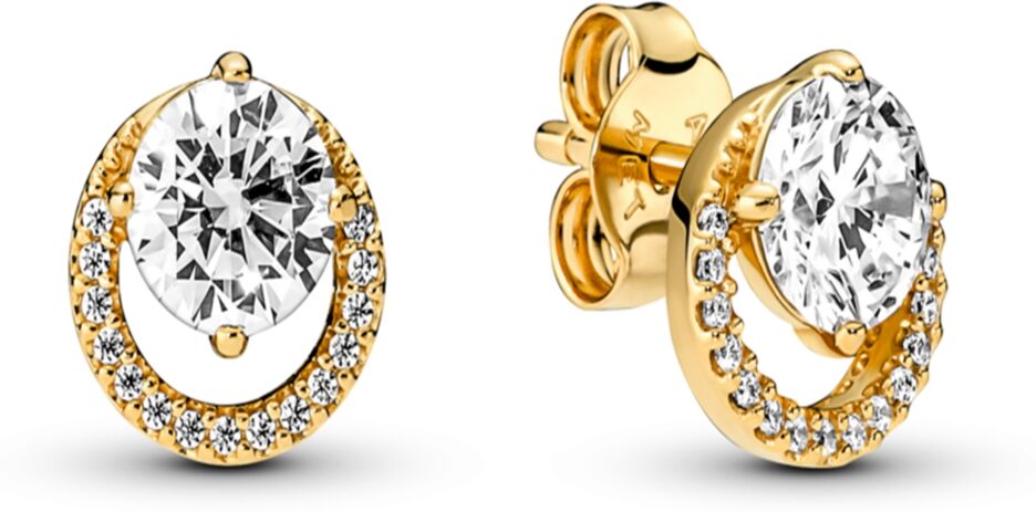 Pandora Sparkling Round Halo Stud Earrings - Gold