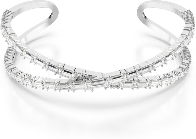 Swarovski Infinity, White, Rhodium Plated Hyperbola Cuff Bracelet - Silver