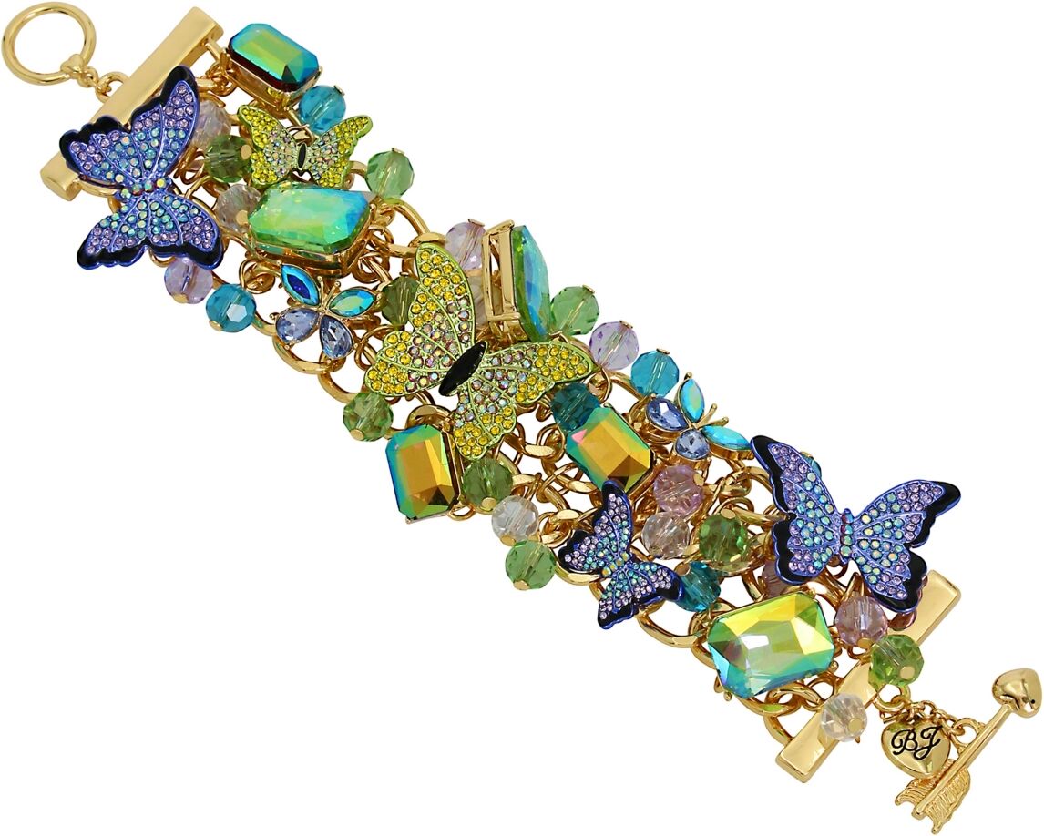 Betsey Johnson Faux Stone Butterfly Statement Bracelet - Multi, Gold