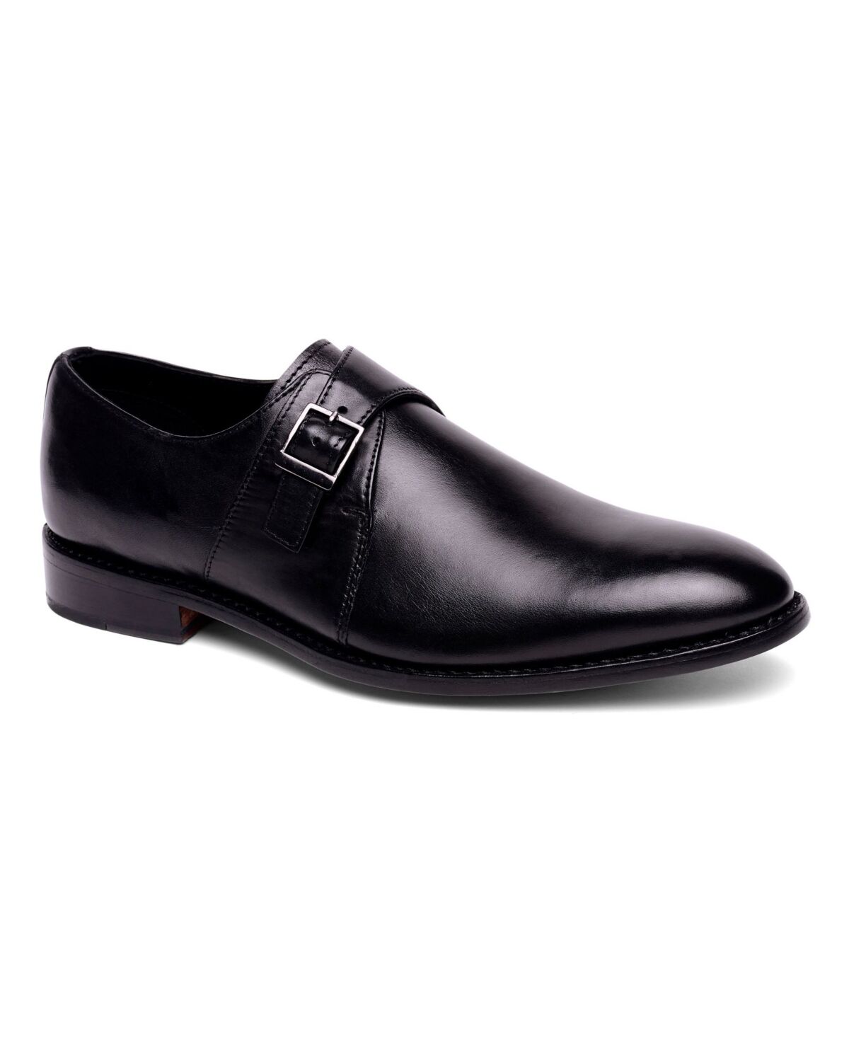Anthony Veer Men's Roosevelt Single Monk Strap Shoes - Black