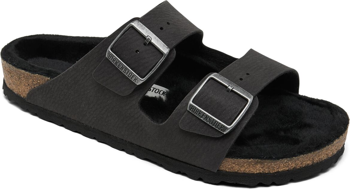 Birkenstock Men's Arizona Shearling Microfiber Sandals from Finish Line - Desert Dust Black