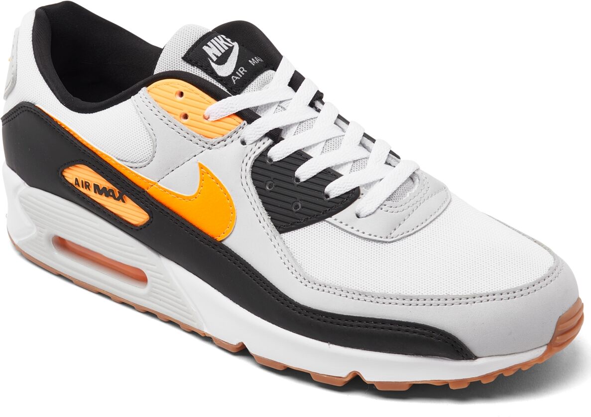 Nike Men's Air Max 90 Casual Sneakers from Finish Line - White, Laser Orange