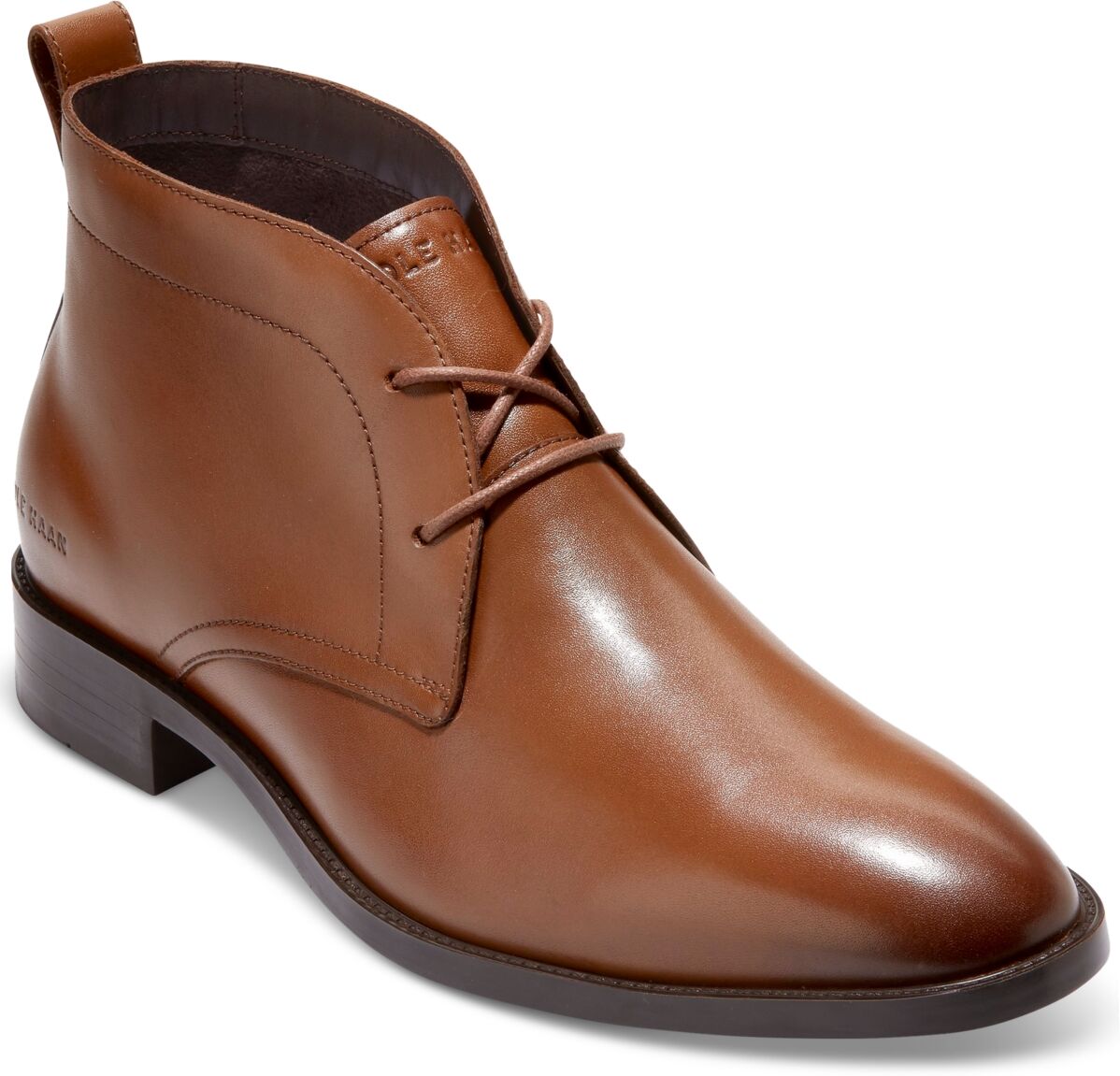 Cole Haan Men's Hawthorne Leather Lace-Up Dress Chukka Boots - British Tan / Dark Chocolate Wr