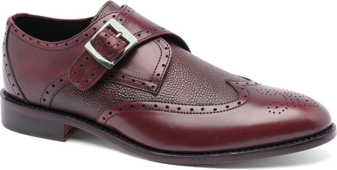 Anthony Veer Men's Roosevelt Iii Single Monkstrap Wingtip Goodyear Dress Shoes - Red