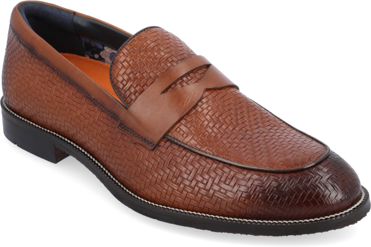 Thomas & Vine Men's Barlow Apron Toe Penny Loafers Dress Shoes - Cognac