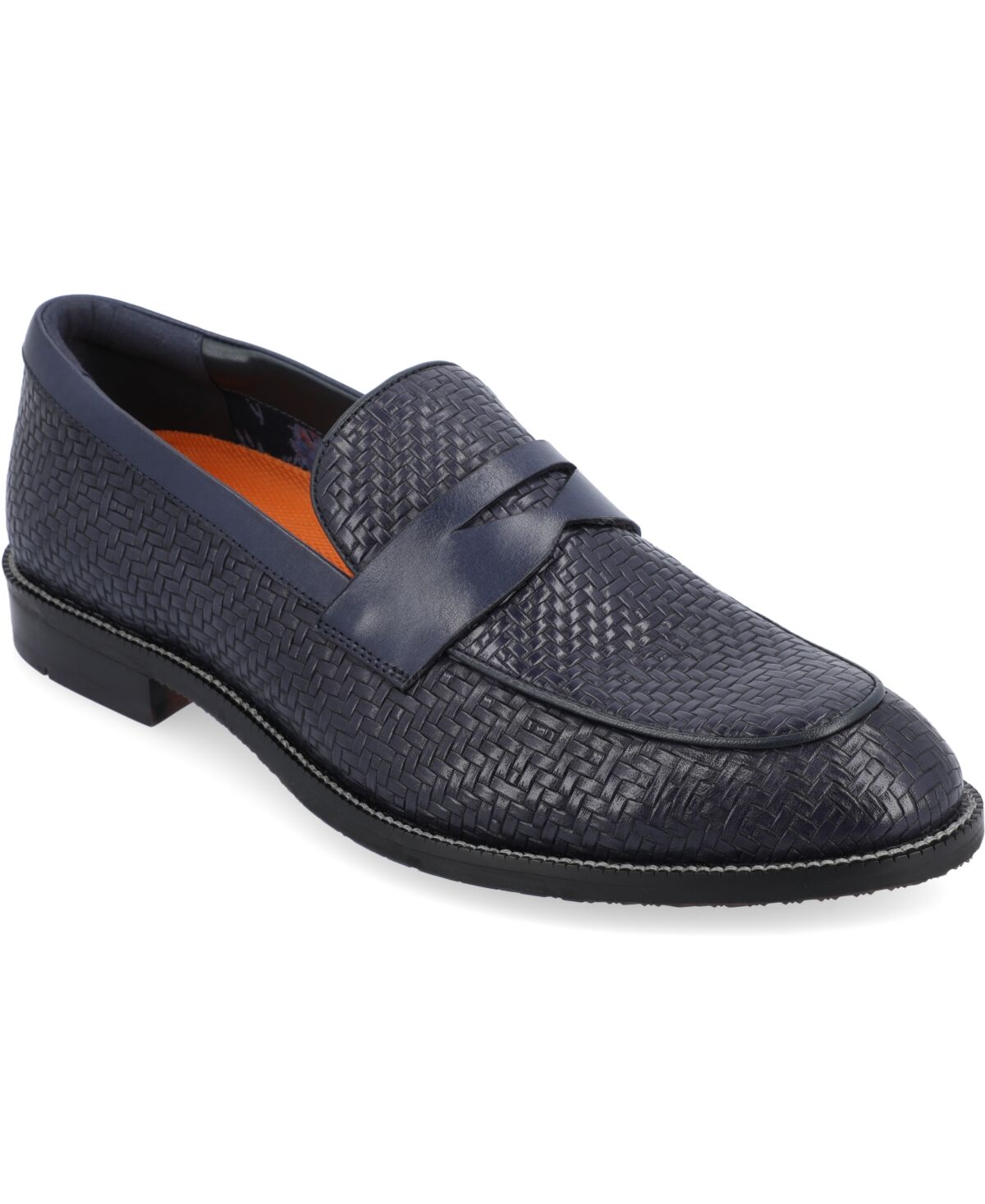 Thomas & Vine Men's Barlow Apron Toe Penny Loafers Dress Shoes - Navy