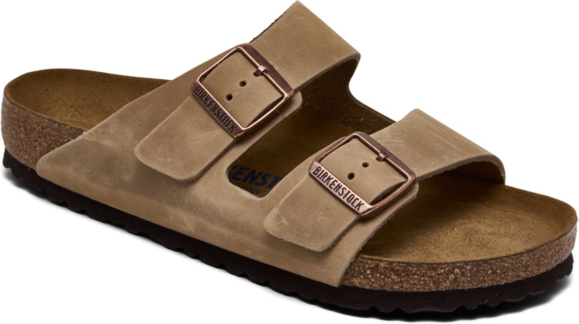 Birkenstock Men's Arizona Essentials Oiled Leather Two-Strap Sandals from Finish Line - Brown