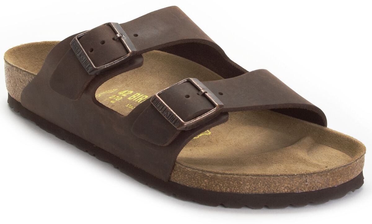 Birkenstock Men's Arizona Essentials Oiled Leather Two-Strap Sandals from Finish Line - Habana Oiled Leather