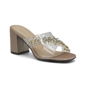 Adrienne Vittadini Women's Avenue Jeweled Clear Strap Slide Sandals - Clear, Champagne