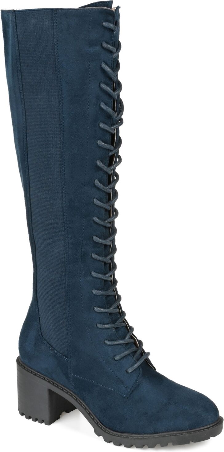 Journee Collection Women's Jenicca Extra Wide Calf Lace Up Boots - Navy