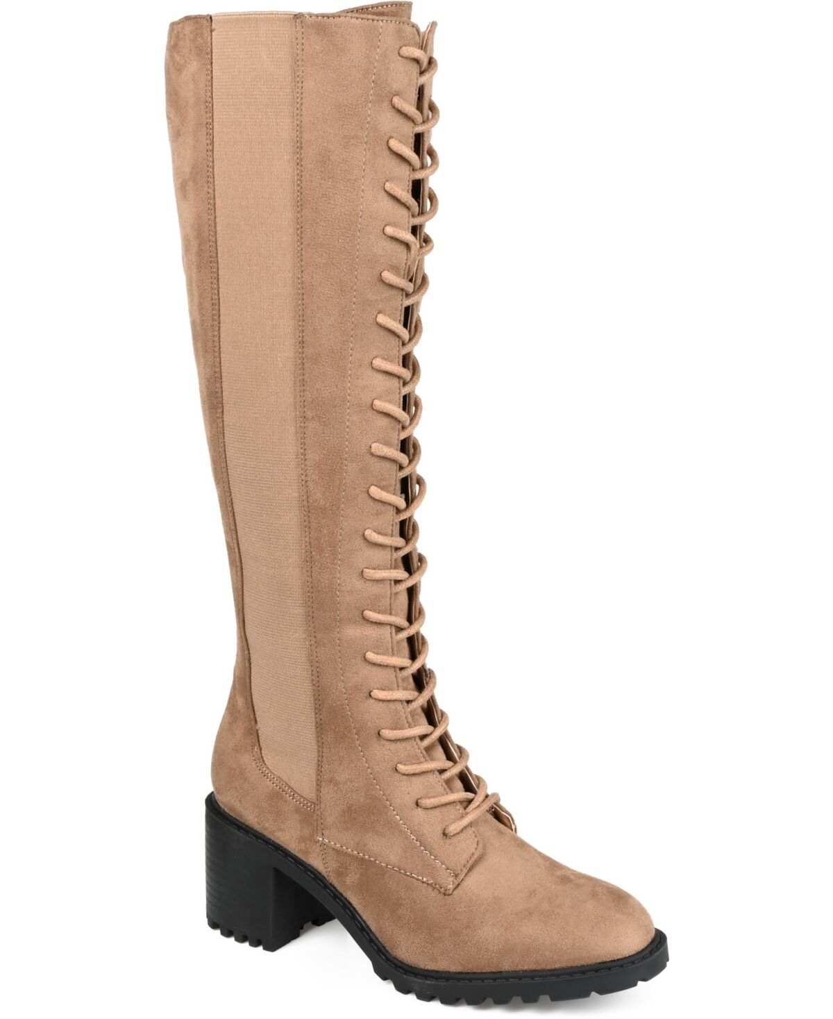Journee Collection Women's Jenicca Extra Wide Calf Lace Up Boots - Taupe