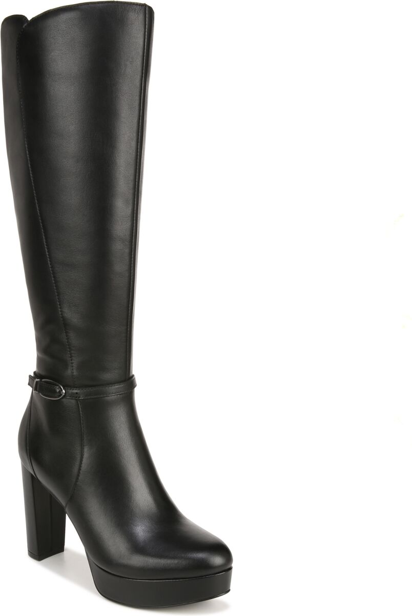 Naturalizer Fenna Tall Platform Dress Boots - Black Leather