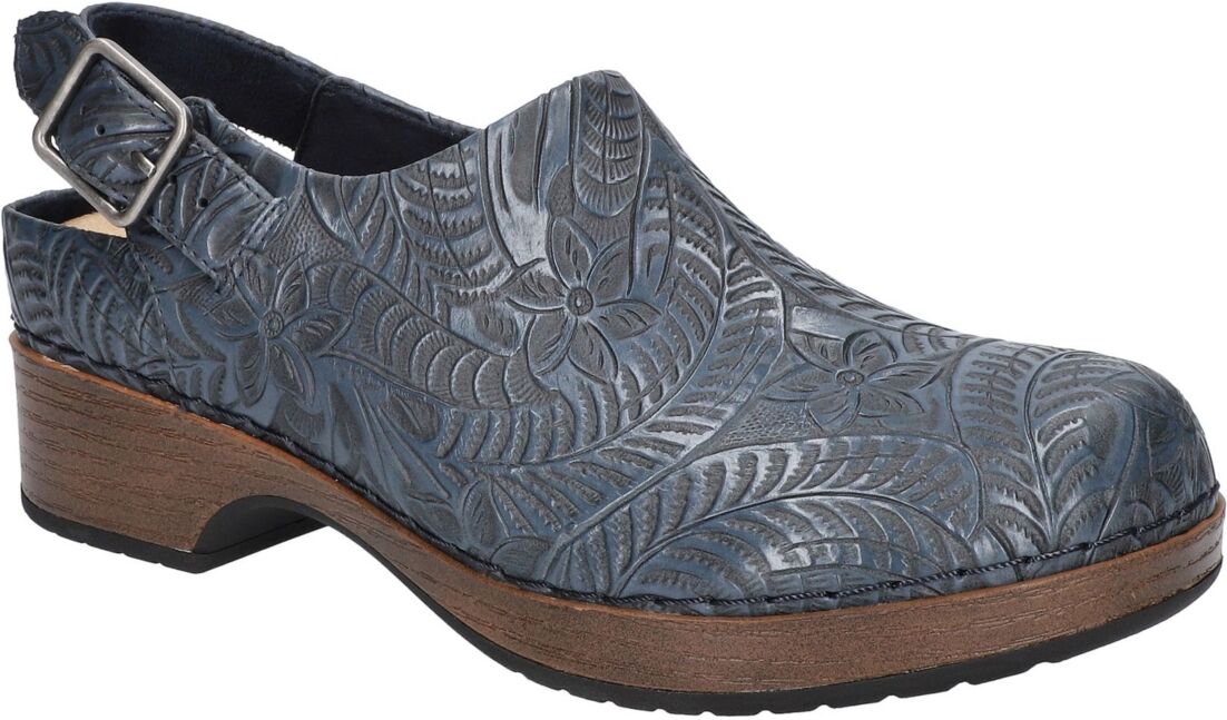 Bella Vita Women's Starlee Clogs - Navy Tooled Leather