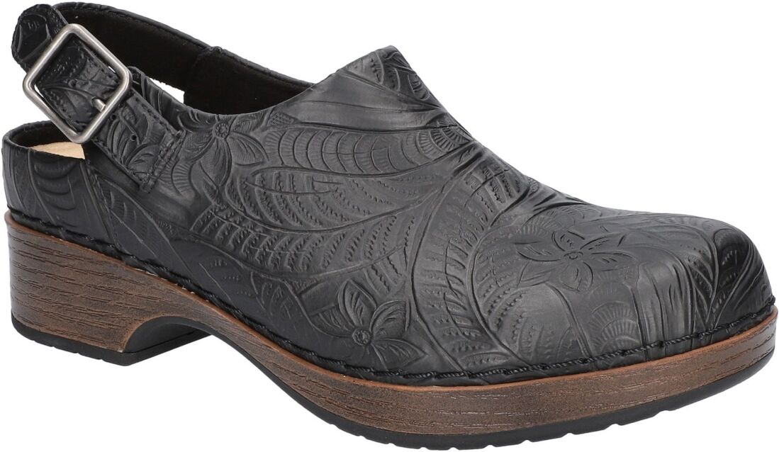 Bella Vita Women's Starlee Clogs - Black Tooled Leather