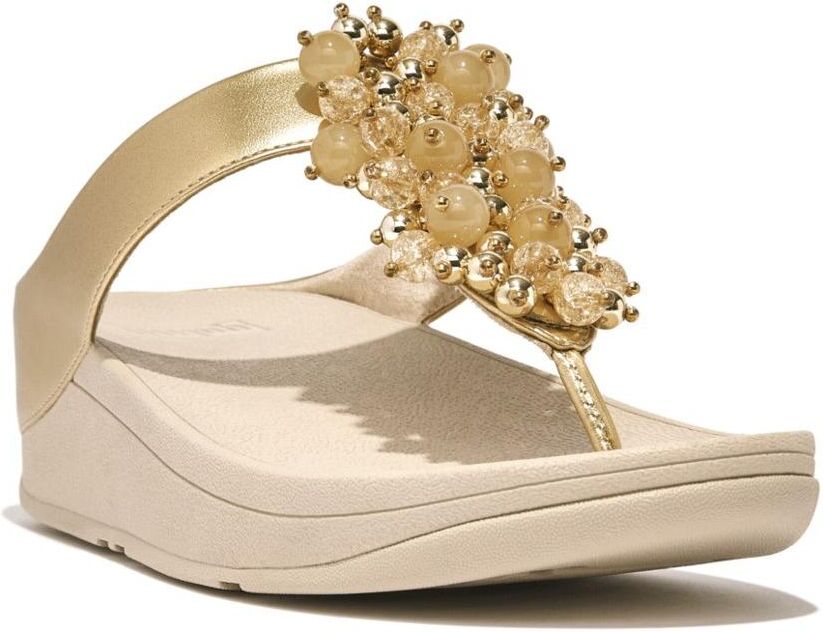 FitFlop Women's Fino Bauble-Bead Toe-Post Sandals - Platino