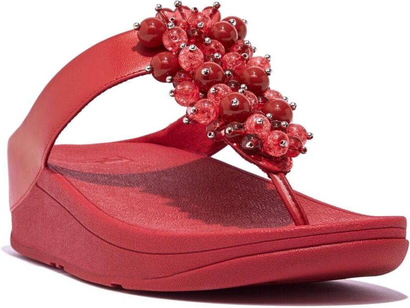 FitFlop Women's Fino Bauble-Bead Toe-Post Sandals - Metallic Red