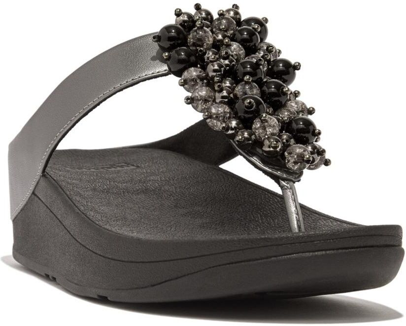 FitFlop Women's Fino Bauble-Bead Toe-Post Sandals - Pewter Black