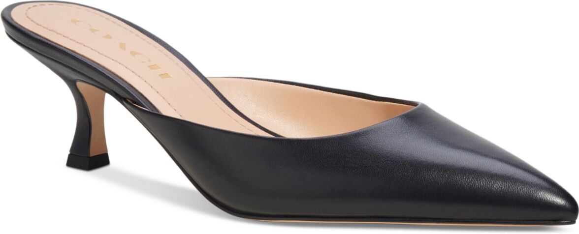 Coach Women's Renn Slip On Kitten Heel Pumps - Black Leather