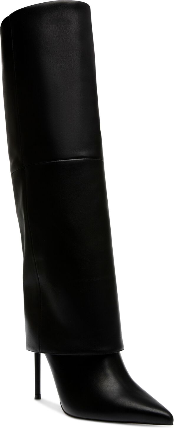 Steve Madden Women's Smith Stiletto Cuffed Tall Dress Boots - Black Leather