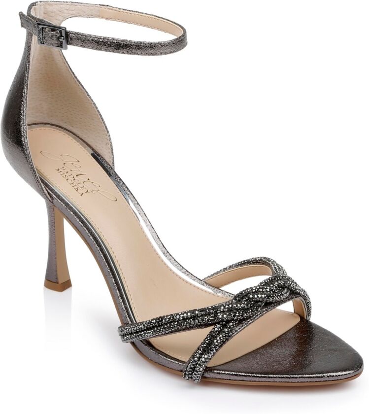 Jewel Badgley Mischka Women's Vani Almond Toe Evening Sandals - Pewter Texture Metallic