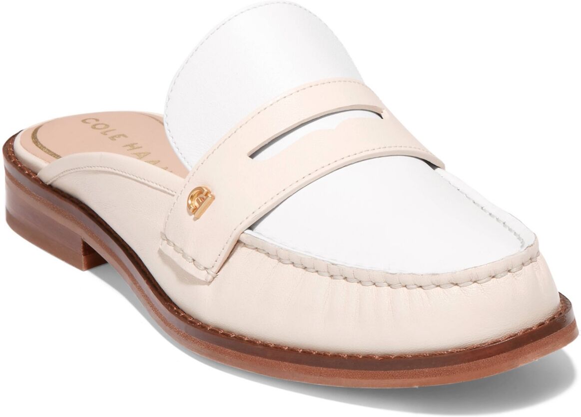 Cole Haan Women's Lux Pinch Penny Mule Flats - Sandollar Leather, White Leather