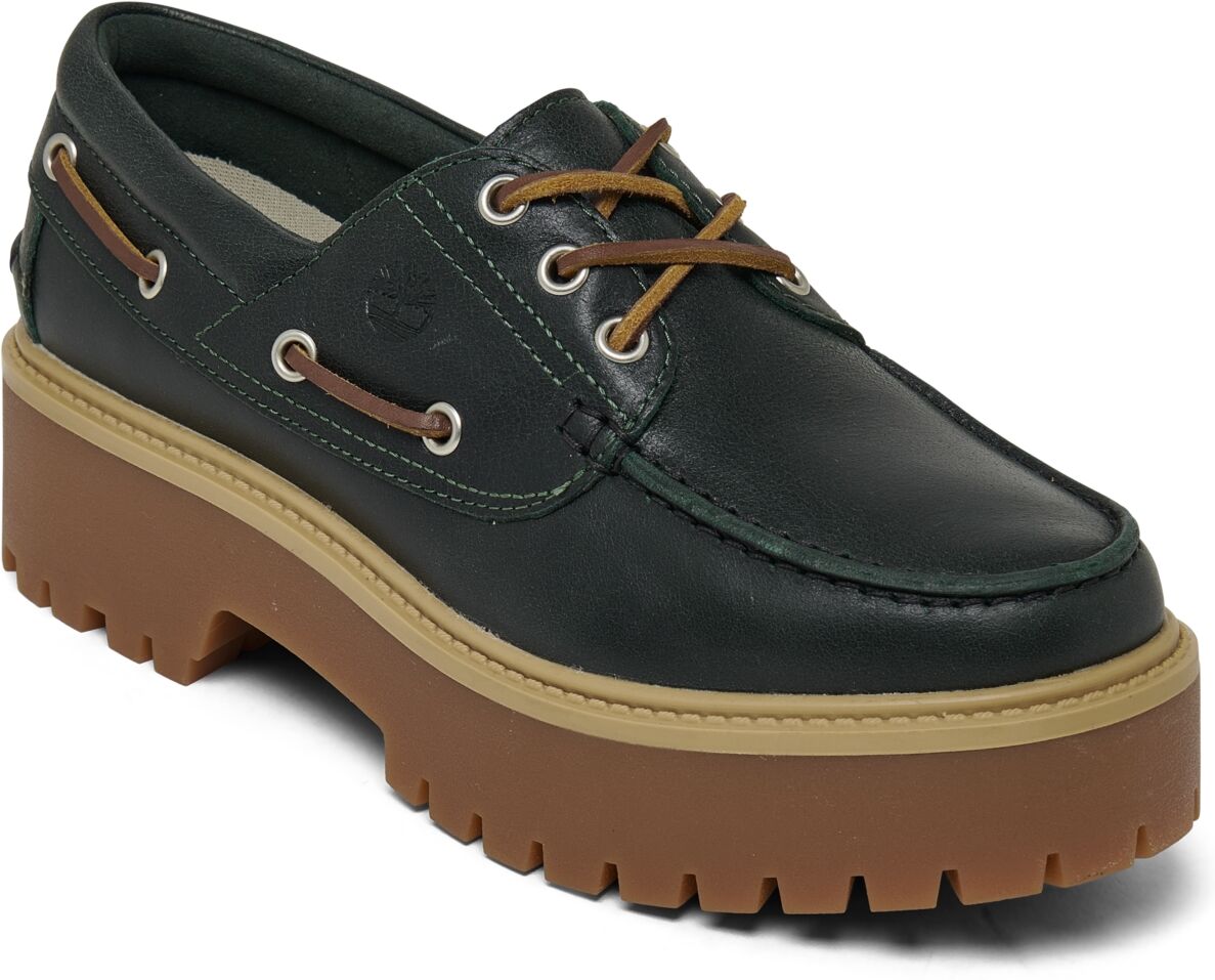 Timberland Women's Stone Street Premium Platform Boat Shoes from Finish Line - Dark Green, Full Grain