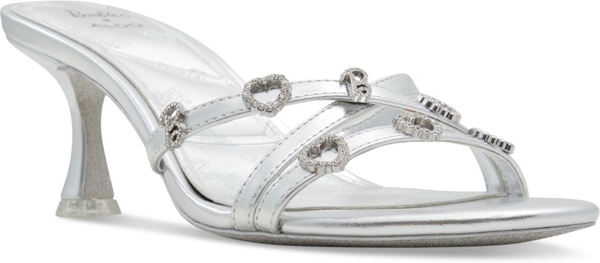 Aldo x Barbie Women's Barbiemule Strappy Kitten Heel Sandals - Silver Metallic