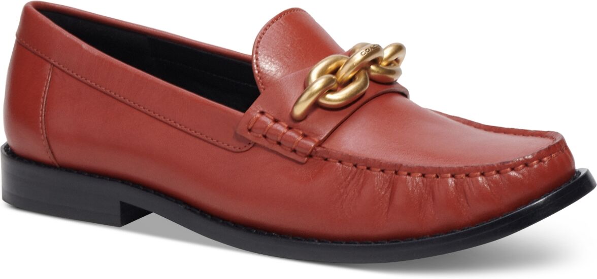 Coach Women's Jess Chain-Strap Moccasin Loafers - Rust Leather