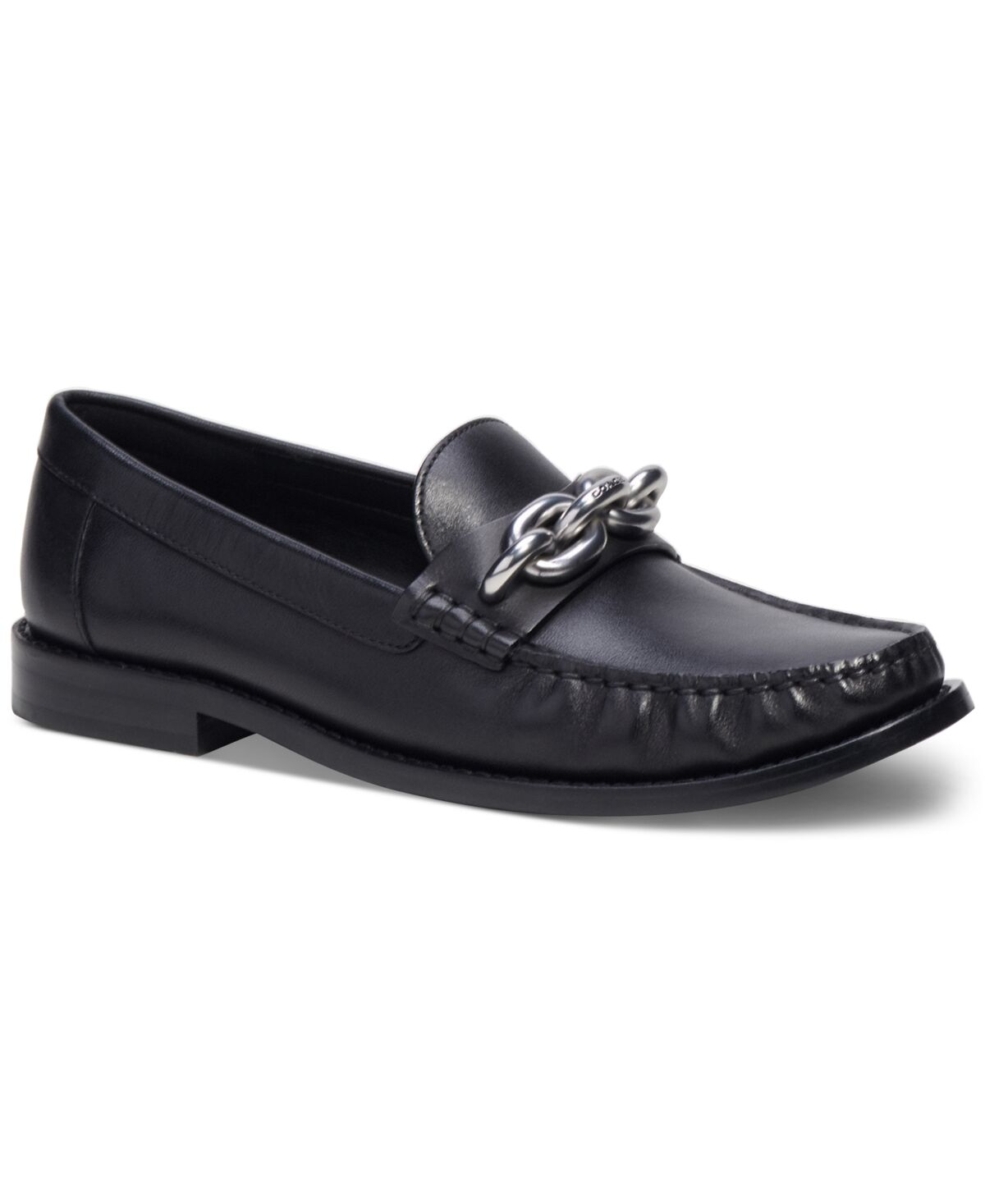 Coach Women's Jess Chain-Strap Moccasin Loafers - Black/ Silver Leather