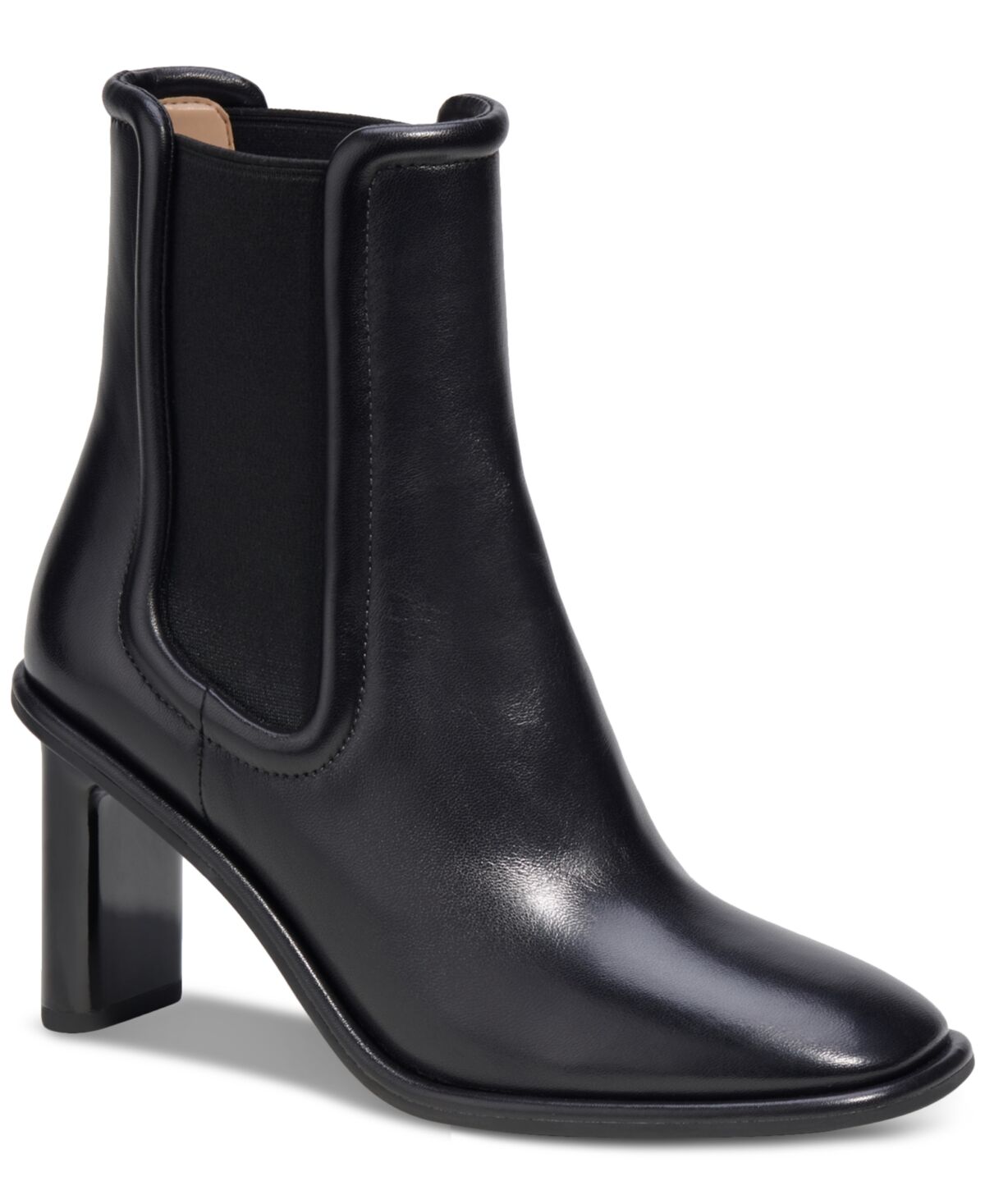 Coach Women's Geneva Pull On High Heel Dress Booties - Black Leather