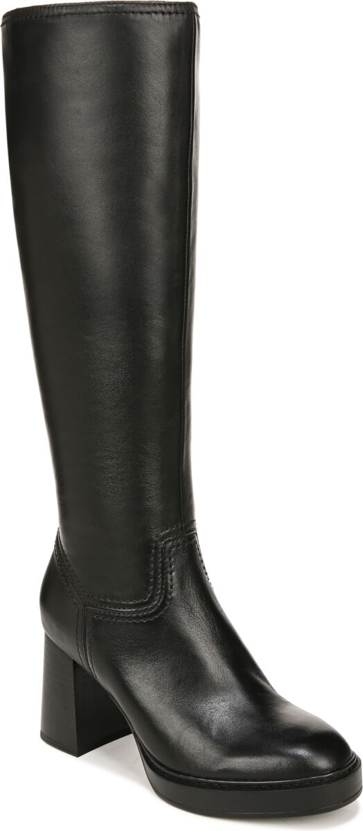 Naturalizer Ona High Shaft Platform Boots - Black Leather