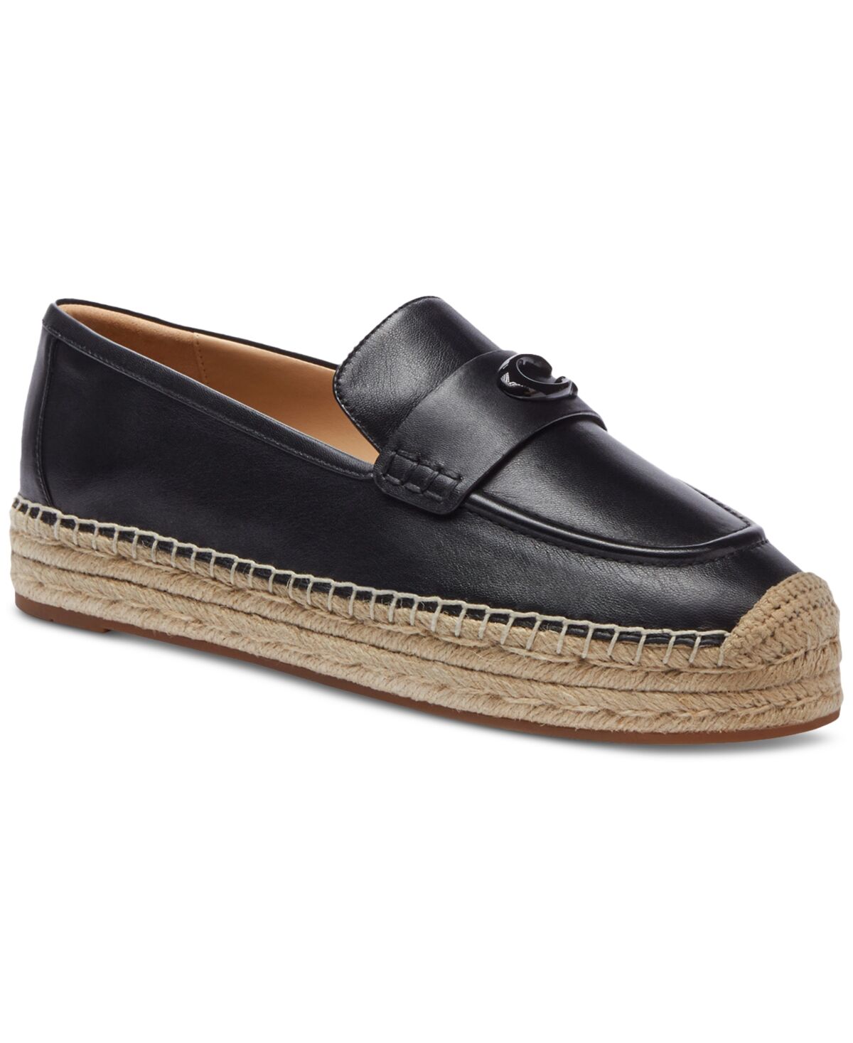 Coach Women's Camilla Logo Espadrille Flat Loafers - Black Leather