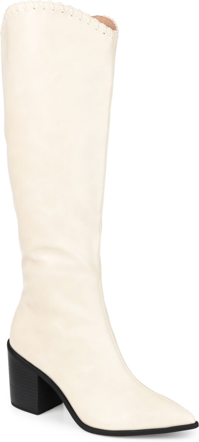 Journee Collection Women's Daria Cowboy Knee High Boots - Bone