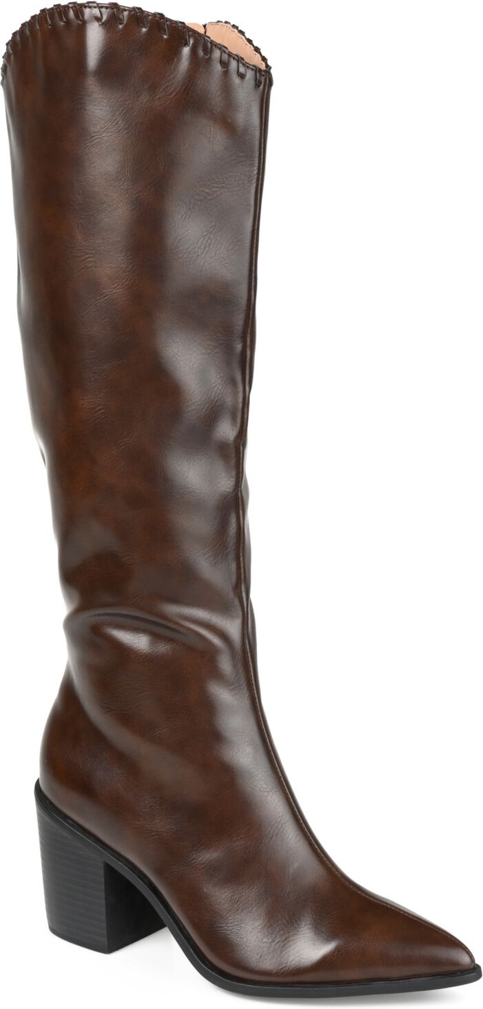 Journee Collection Women's Daria Cowboy Knee High Boots - Brown