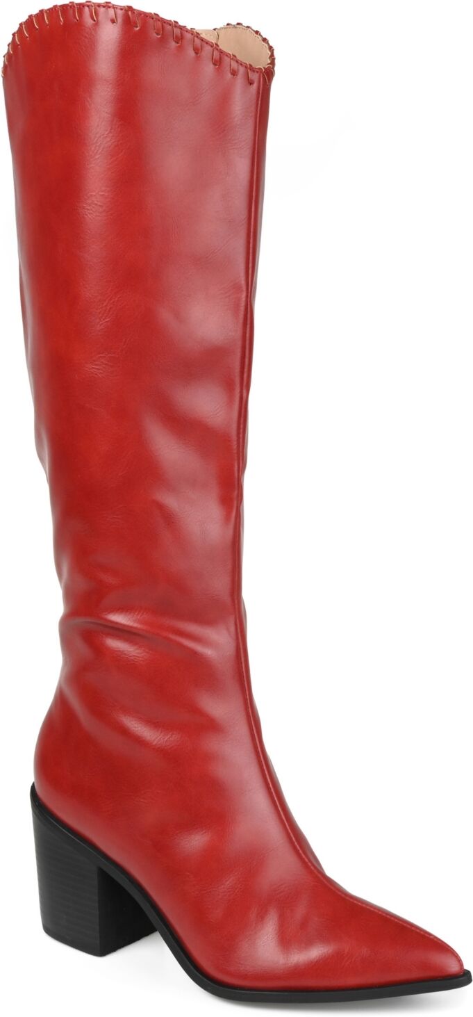 Journee Collection Women's Daria Cowboy Knee High Boots - Red