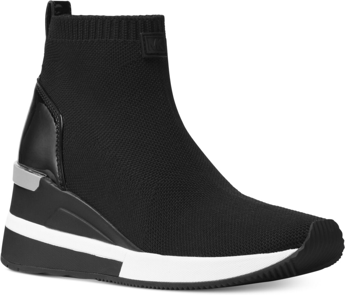 Michael Kors Michael Michael Kors Women's Skyler Wedge Bootie Sock Sneakers - Black