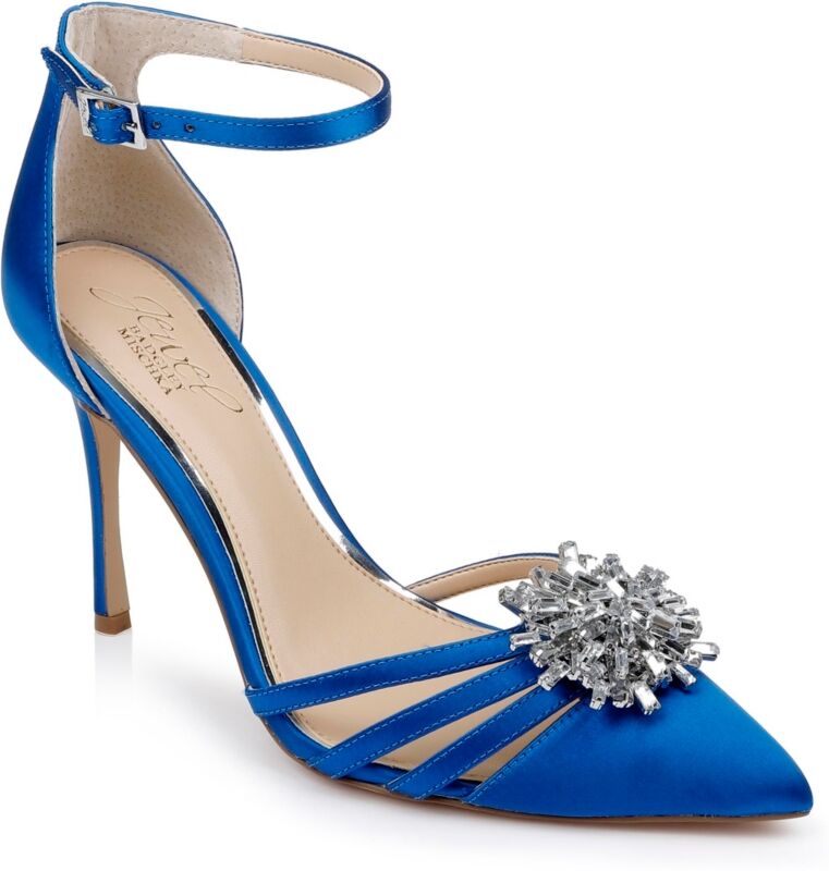 Jewel Badgley Mischka Women's Violette Pointed Toe Evening Sandals - Electric Blue Satin