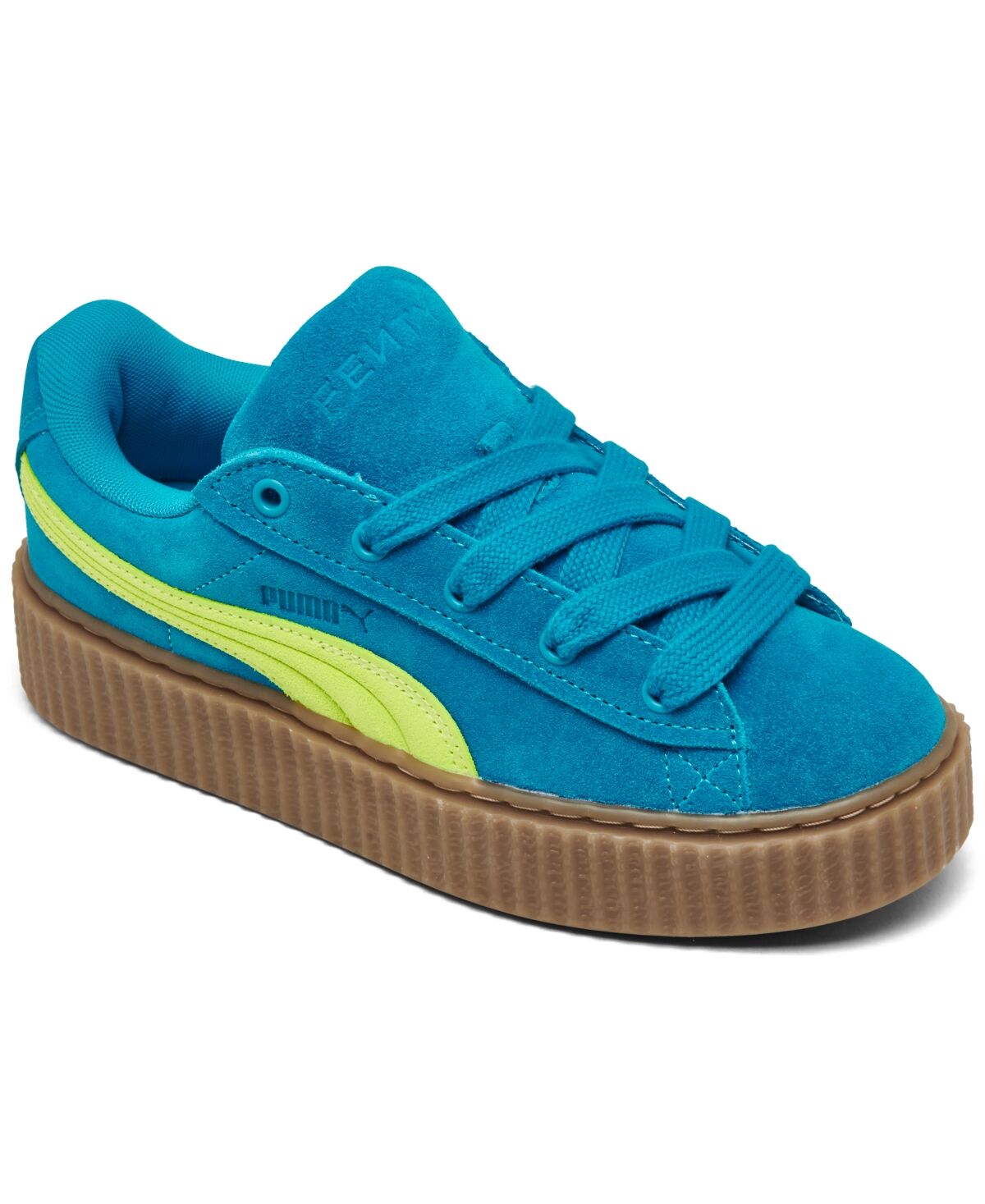 Puma Women's Fenty Creeper Phatty Casual Sneakers from Finish Line - Speed Blue, Lime Pow, Gum