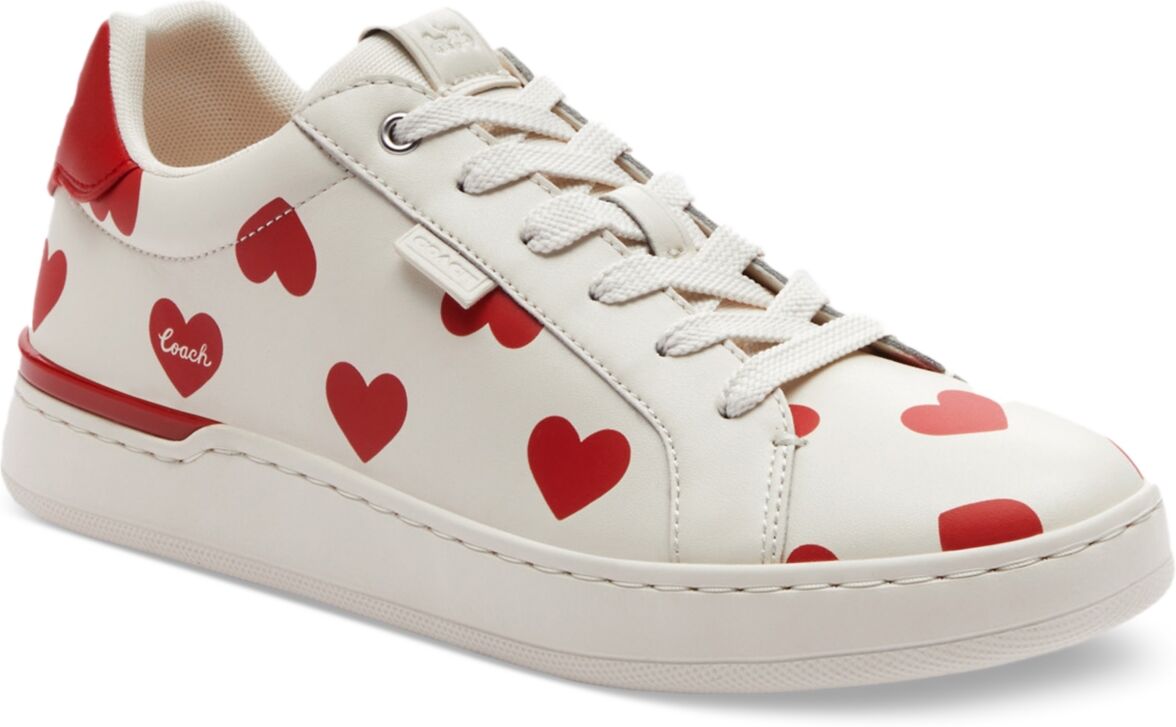 Coach Women's Lowline Signature Valentines Day Lace-Up Sneakers - Chalk/Sports Red Leather