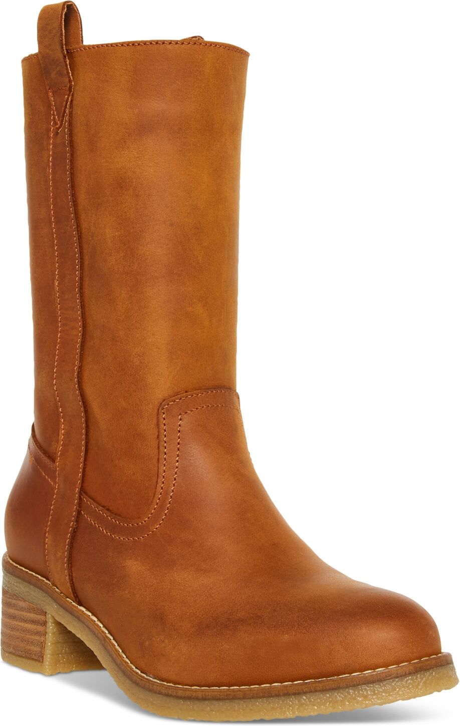 Steve Madden Women's Winny Mid-Shaft Pull-On Engineer Boots - Cognac Leather