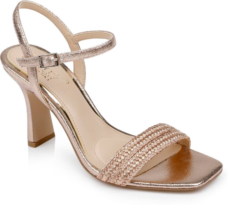 Jewel Badgley Mischka Women's Heddia Square Toe Evening Sandals - Rose Gold Metallic